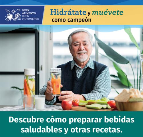 Hidratey muevete como campeon descubre como preparar bebidas saludables y othras recetas.